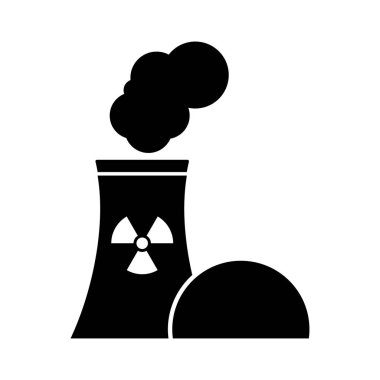 Nükleer santral simgesi düz stil. Vektör.