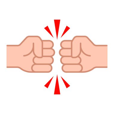 Sıraya dizilmiş ve doldurulmuş iki yumruk simgesi. Vektör.