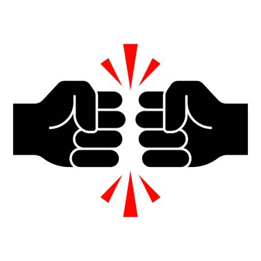 Düz stil iki yumruk ikonu. Vektör.