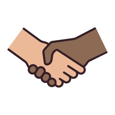 Handshake icon in line and fill style.