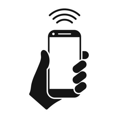 Akıllı telefon NFC ödeme ikonu düz stil. Vektör.
