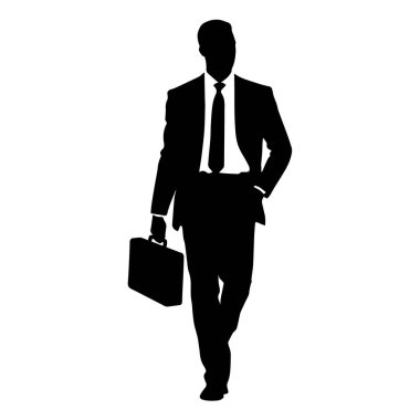Çantası olan bir iş adamının silueti. Vektör.