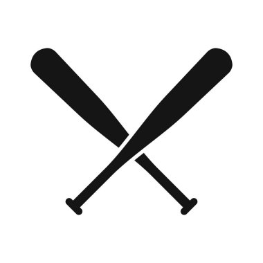 İki çapraz beyzbol sopası simgesi düz stil. Vektör.