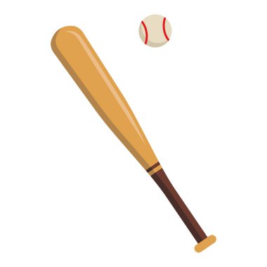 Yumuşak bir topla beysbol sopası tasviri. Vektör.