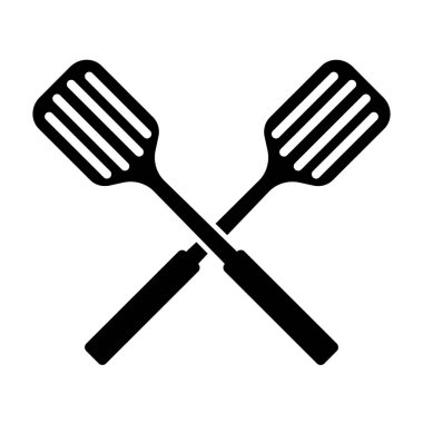 Izgara simgesi için iki çapraz spatula..