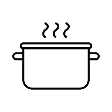 Buhar ikonlu tencere, doğrusal tarzda. Vektör.
