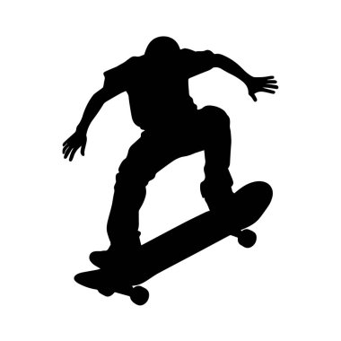 Bir kaykaycı silueti tasviri. Vektör.