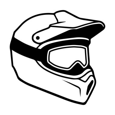 Motokros için miğfer tasviri. Vektör.