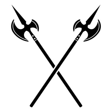 İki çapraz Halberds simgesi düz stil. Vektör.