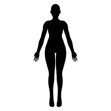 Kadın vücudu şekli siyah siluet..