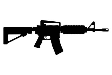 Siyah siluet saldırı tüfeği. Vektör.