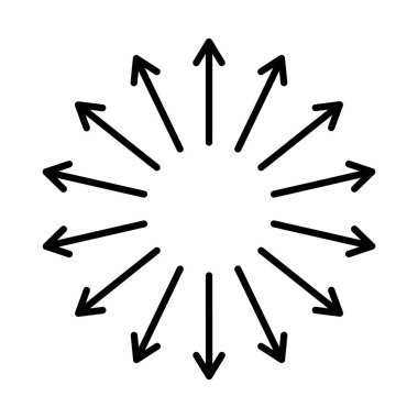 Dış radyal ok simgesi. Vektör.