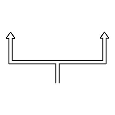 Doğrusal olarak çift dallı ok simgesi. Vektör.