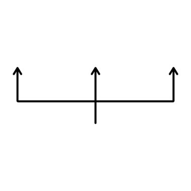 Doğrusal şekilde üçlü bölünmüş ok. Vektör.