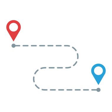 Yönlendirme simgesi tasarımı. Mavi ve kırmızı iğne.