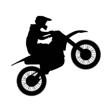 Motosikletli siyah siluet. Vektör.