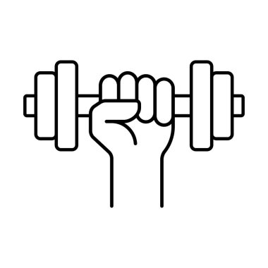 Dumbbell doğrusal olarak kaldırma simgesi. Vektör.