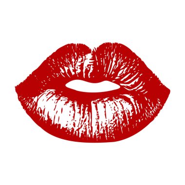 Kırmızı bir öpücük izi tasviri.
