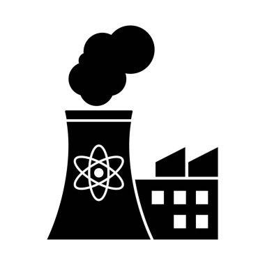 Nükleer enerji santrali simgesi düz bir şekilde. Vektör.
