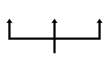 Üçlü çatal şekilli ok ikonu. Vektör.