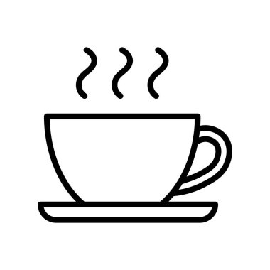 Doğrusal olarak sıcak içecek ikonu olan bir fincan. Vektör.