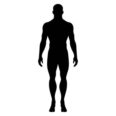 Ayakta duran erkek siyah silueti. Vektör.