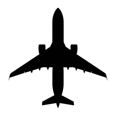 Siyah siluet uçak. Vektör illüstrasyonu.