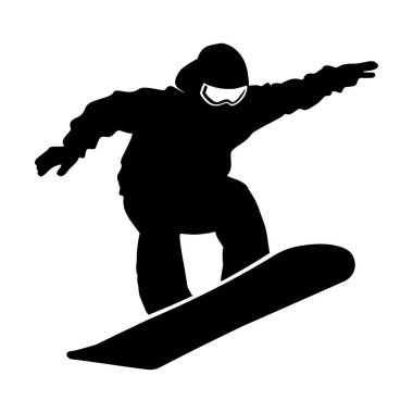Snowboard binicisi siyah siluet. Vektör.