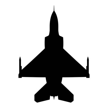 Askeri savaş uçağı siyah silueti. Vektör.