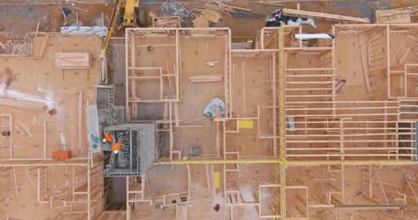 Proceso Construcción Vigas Techo Para Nueva Casa Base Cerchas Madera — Vídeos de Stock