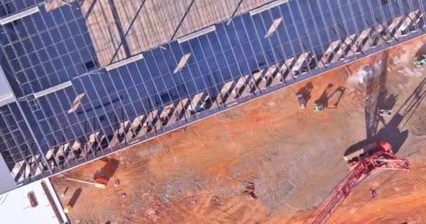 Sanayi Binası Kiriş Çerçeve Kurulumu Inşaat Alanındaki Çelik Depoda — Stok video