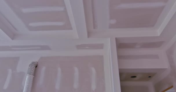 Finishing Plastering Drywall Ready Paint Newly Constructed House Construction — Stock Video