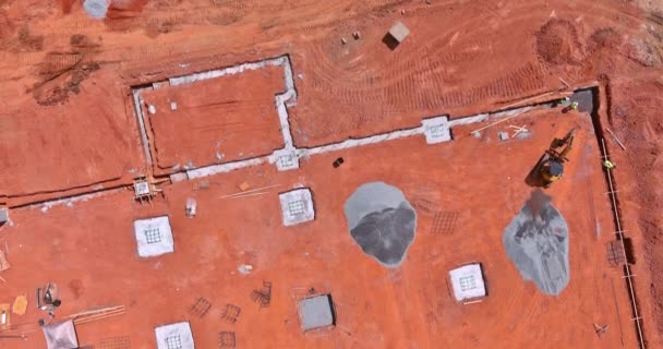 Pregătiți Pentru Noul Șantier Construcții Pregătirea Turnării Fundației Din Beton — Videoclip de stoc