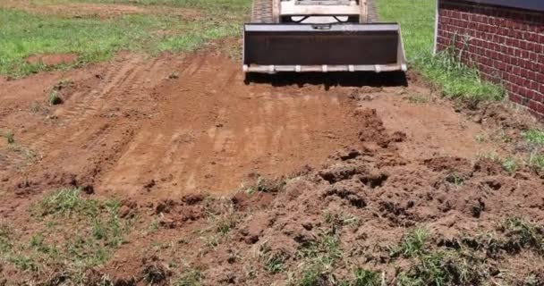 Dans Les Travaux Aménagement Paysager Bulldozer Utilise Une Pelle Pour — Video