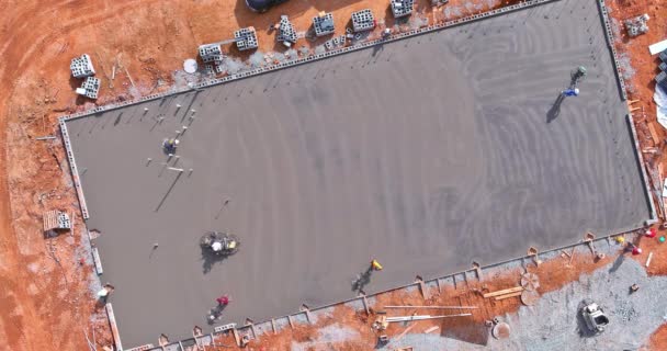 Operation Polish Level Cement Screed Mortar Floor Construction Site Performed — Stock Video