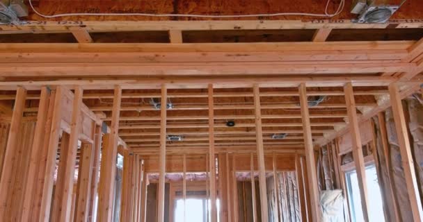 Nouvelle Résidence Cours Construction Poutres Encadrant Maison Structure Cadre Bâtiment — Video