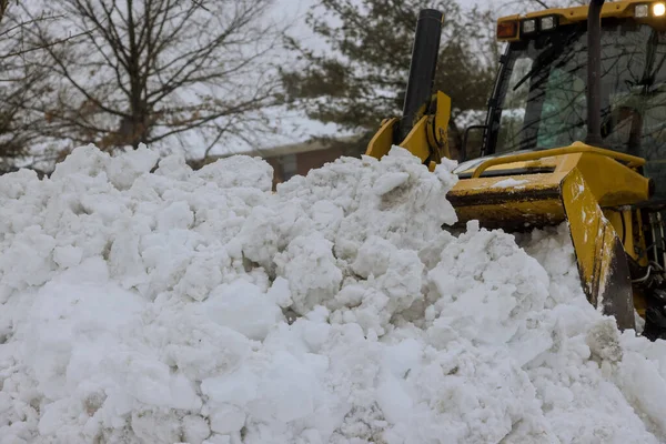Después Gran Tormenta Nieve Tractor Está Utilizando Para Limpiar Nieve — Foto de Stock