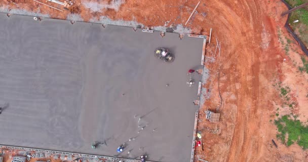 Obras Construcción Pulidos Niveles Cemento Solado Piso Mortero Como Parte — Vídeo de stock