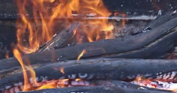 Grătar Grătar Jărcile Cenușă Foc Fost Lăsate După Focul Tabără — Videoclip de stoc