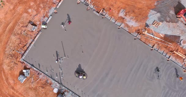 Nşaat Alanındaki Inşaat Sahasının Çimento Döşeme Harç Döşeme Işlemleri — Stok video