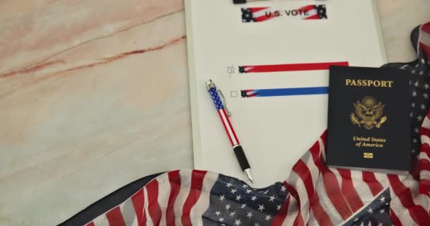 Election Day American Passports Were Used While Voting Ballots — Stock Video