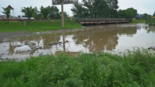 暴雨过后 农田被水淹没 遭受了水淹造成的破坏 — 图库视频影像