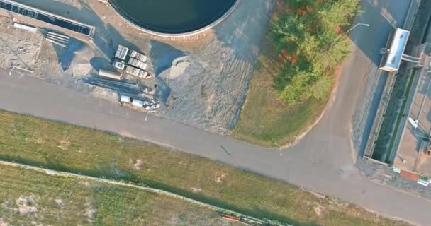 Letecký Pohled Čistírny Odpadních Vod Provzdušněné Nádrže Čištění Vody Moderní — Stock video