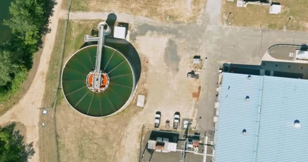 Sewage Treatment Facilities Aeration Water Tanks Modern Wastewater Treatment Plant — Stock Video