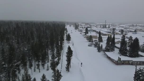 Sněžný Den Nějaká Část Sněhu Capped Forest Mountains West Yellowstone — Stock video
