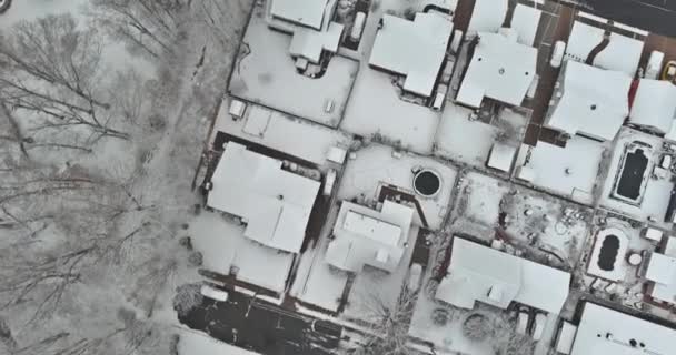 Вид Воздуха Снег Покрыл Небольшой Город Нью Джерси Суровые Зимние — стоковое видео