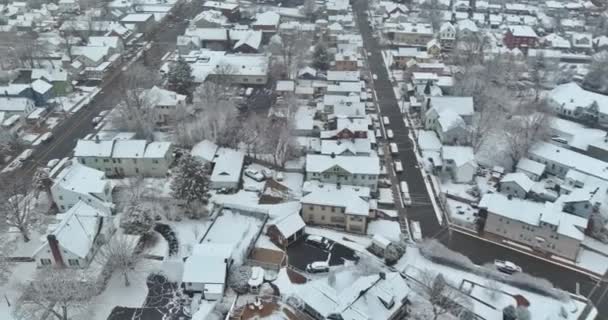 Strenge Winter Atemberaubende Luftaufnahme Kleine Stadt New Jersey Vereinigte Staaten — Stockvideo