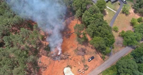 June 2022 Wellford Usa Construction Site Uprooted Forest Being Burned — Video