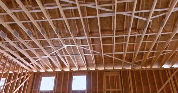 Frame System New House Construction Structure Truss Beams Frames System — Stock Video