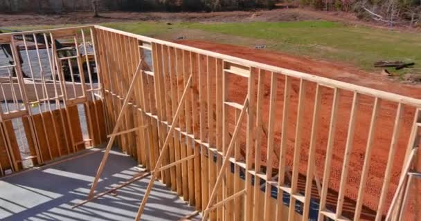 November 2022 Atlanta Framework Beams Construction New House Being Built — Vídeos de Stock